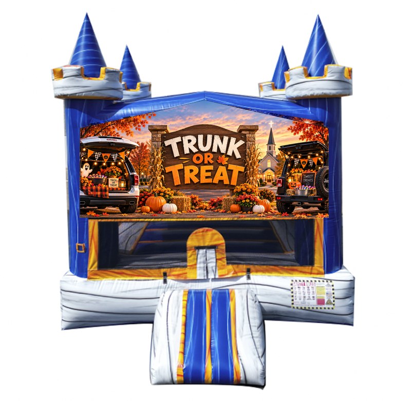 Trunk or Treat modular banner shown mounted on a modular jumper